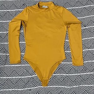 Yellow Collared Long Sleeve Bodysuit
